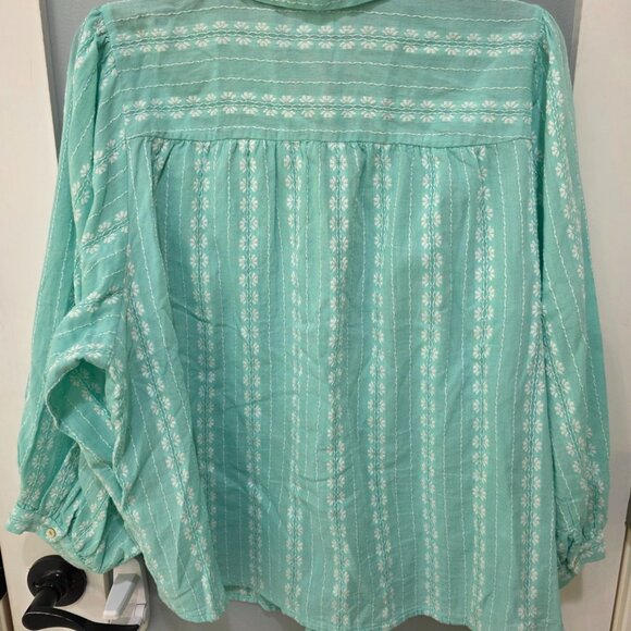 Lauren Conrad Teal Puff Sleeve Blouse – Women’s XL Button Front - Picture 7 of 7